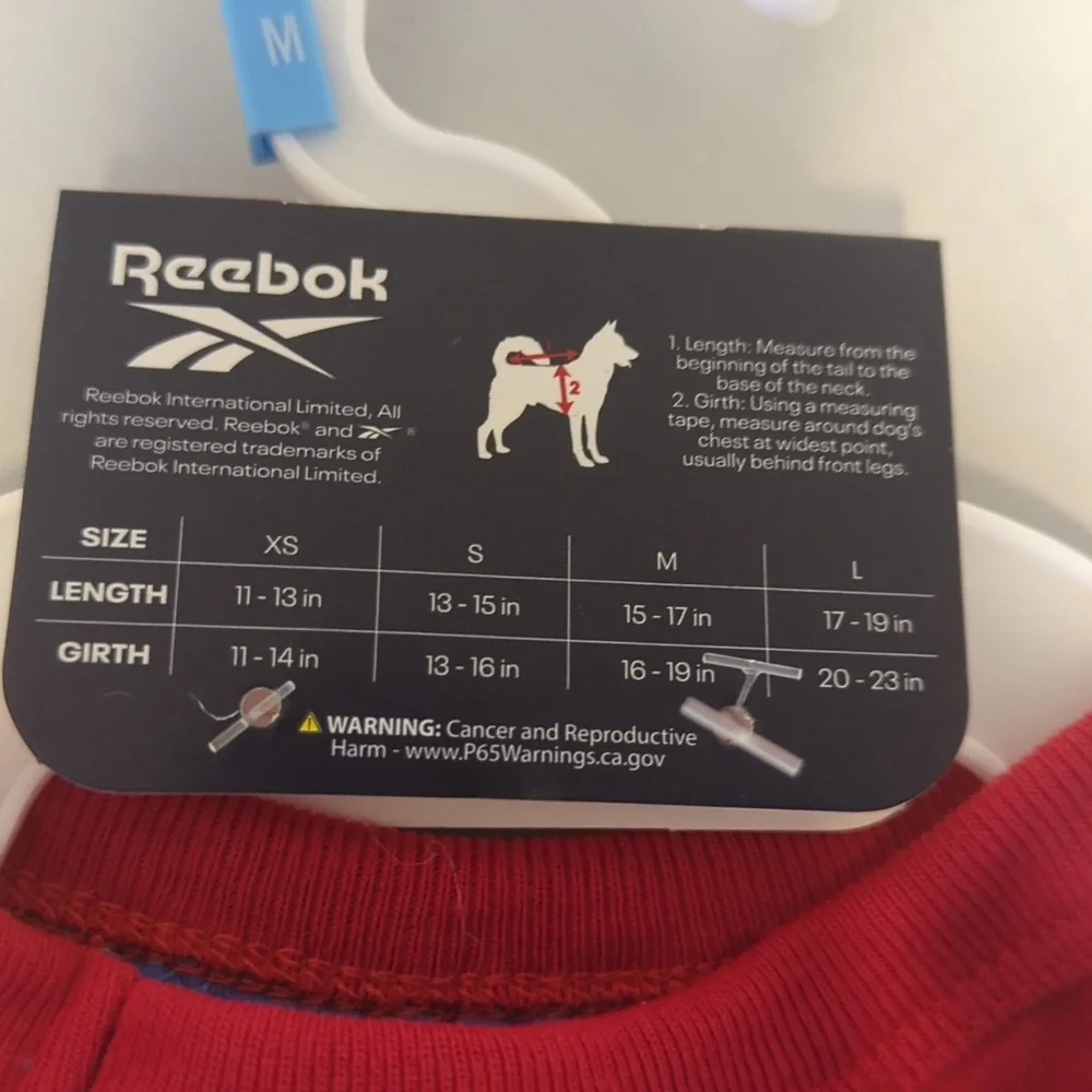 Reebok Red & Blue Dog T-Shirt  NWT Size Med